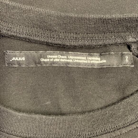 JULIUS_7 Size S Black White Graphic Cotton Crew Neck T-shirt - Picture 5 of 7